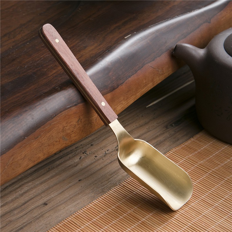 功夫茶具茶叶罐茶勺茶匙茶铲铜合金茶叶铲子茶则茶具配件六君子