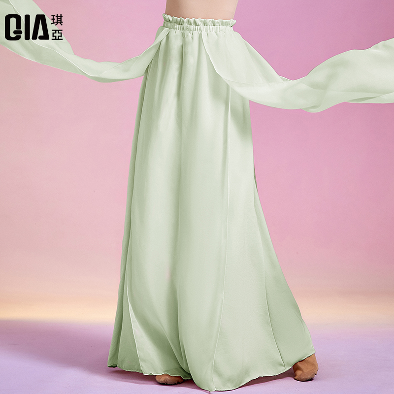 琪亚古典舞蹈裤女仙气飘逸雪纺阔腿裤裙练功服现代民族舞演出服装