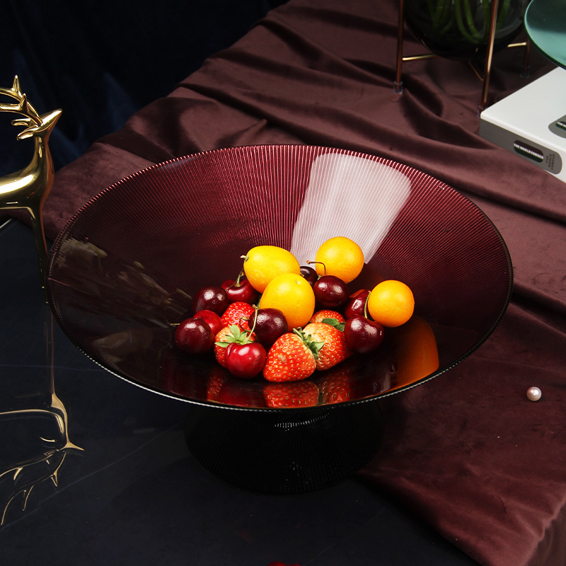创意水果盘现代客厅茶几装饰摆件家用玻璃托盘北欧网红轻奢风果盘