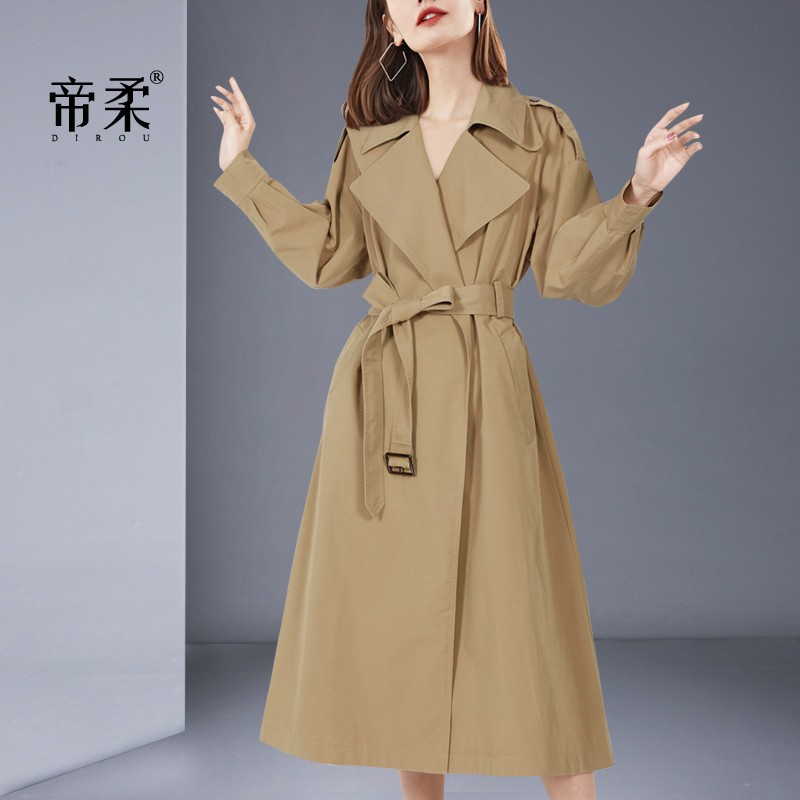 帝柔秋季新款潮流气质英伦风高档百搭中长款风衣外套女极简风主义