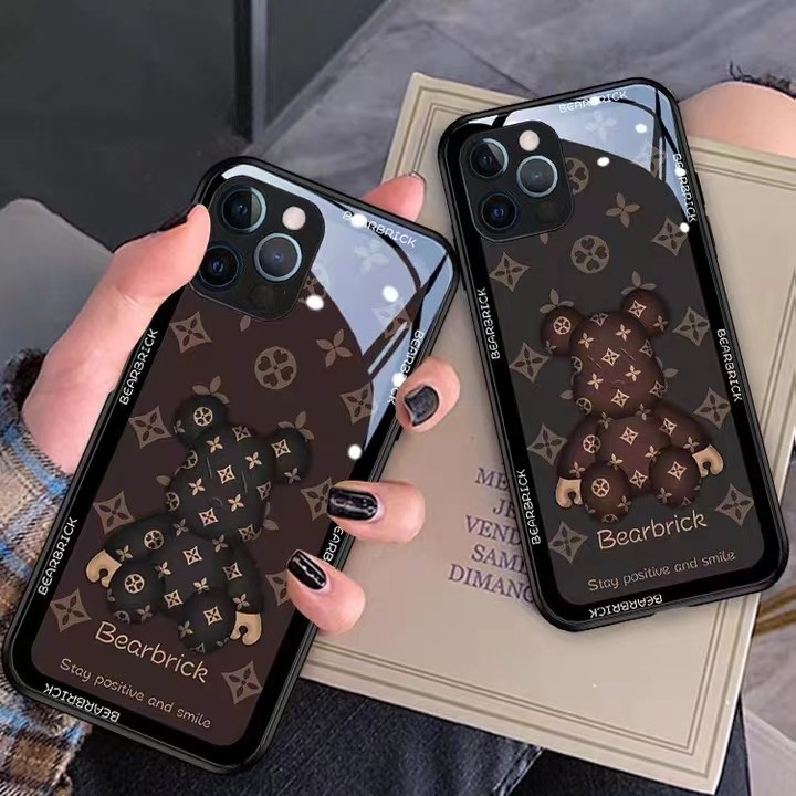 苹果13/华为/OPPO/vivo/小米 棕花熊玻璃手机壳个性创意手机套