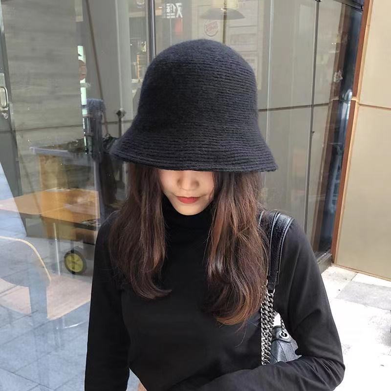 秋冬帽子女新款韩版纯色毛呢ins渔夫帽日系百搭针织盆帽水桶帽潮
