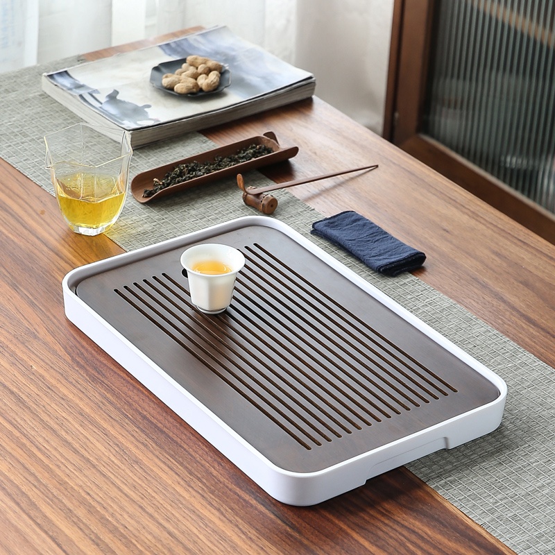 干泡台茶盘茶盘小型托盘轻奢茶具储水式茶海长方形放茶杯沥水茶台