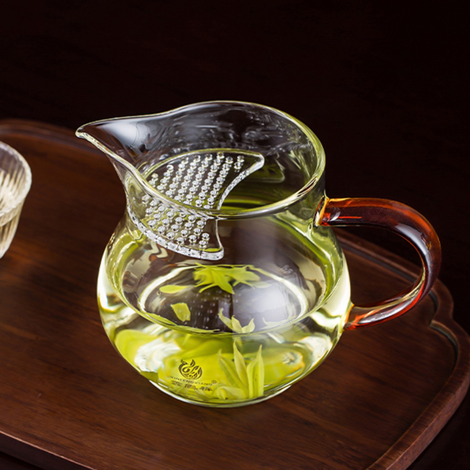 漫佳 玉雅月牙过滤公道杯 高透耐热茶水分离杯中式 鑫凤祥 ≈400ml
