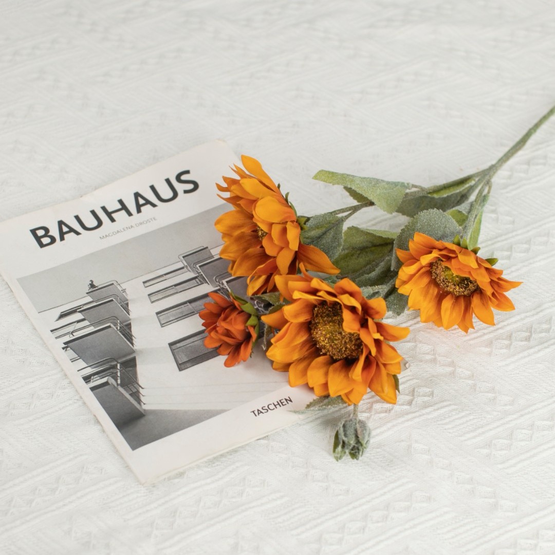 bofan/柏梵仿真花百搭简约复古向日葵多头花艺仿真花艺术装饰品