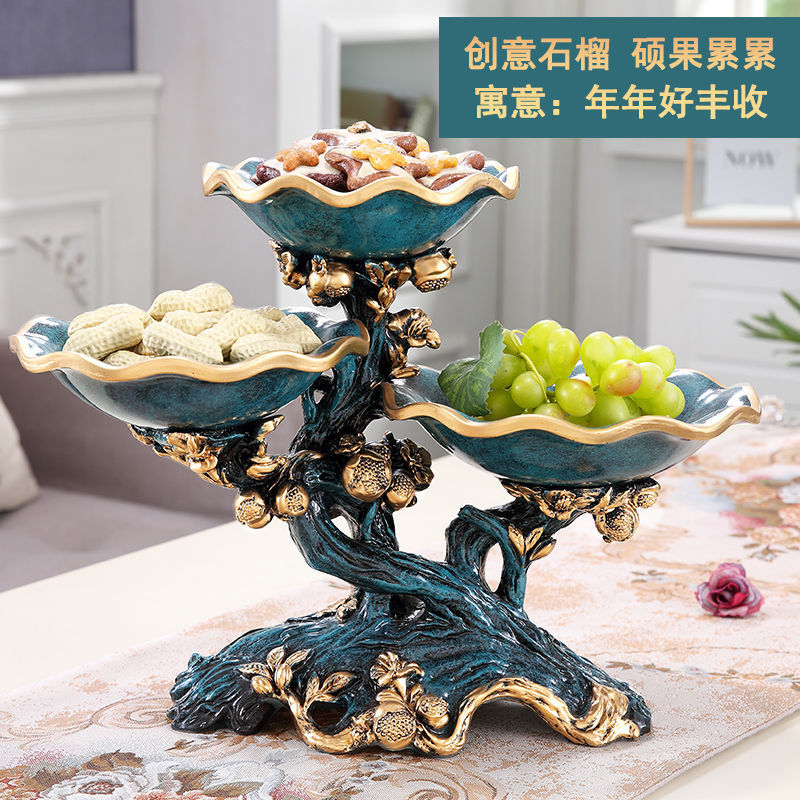 干果水果盘分格双层大号欧式创意点心零食糖果盘家用客厅工艺摆件