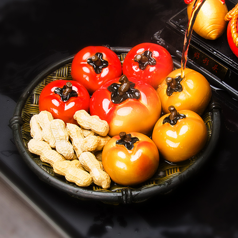 事事如意变色茶宠摆件创意小柿子花生个性茶台茶具配件装饰品荔枝