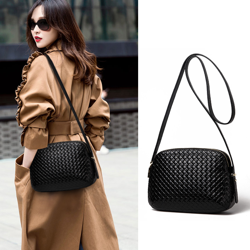 艾丹妮多层真皮编织女包2025新款百搭单肩斜挎包牛皮女士妈妈包