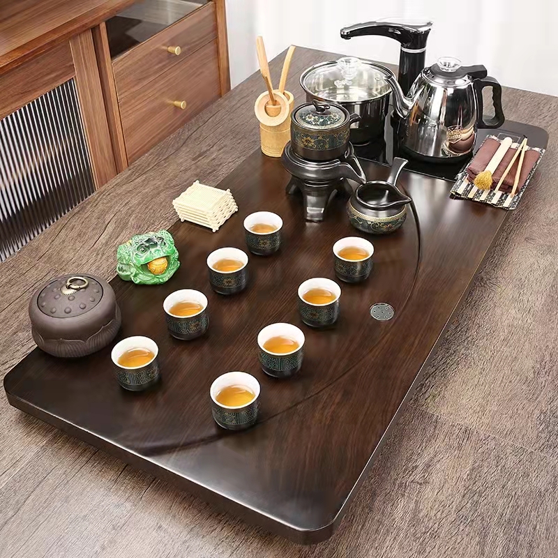 茶盘家用全自动一体烧水壶茶台茶海整套功夫紫砂茶具套装轻奢简约