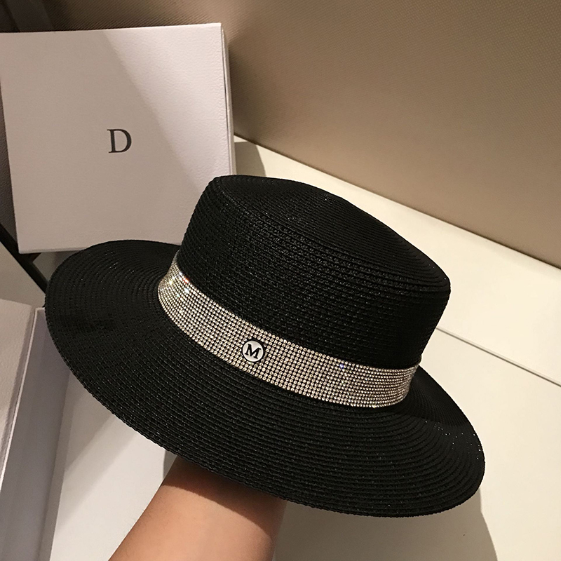 网红赫本风女夏法式百搭平顶爵士小礼帽草帽英伦复古防晒遮阳帽子
