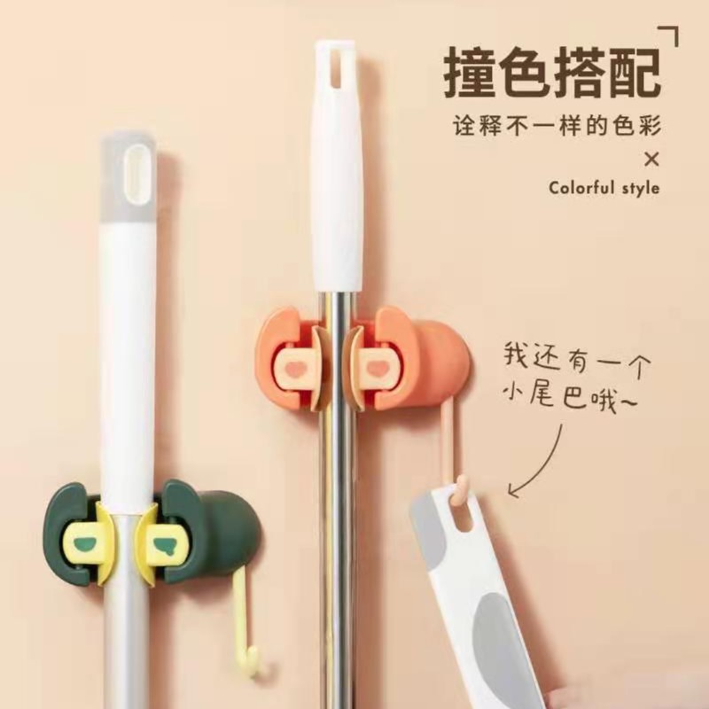 【金铂喜】升级可爱拖把夹子拖把挂钩免打孔挂架强力家用粘钩壁挂
