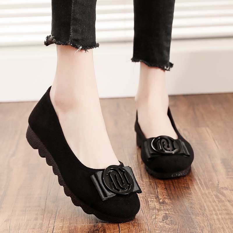 新款老北京布鞋女单鞋黑色酒店工作鞋平底豆豆鞋防滑孕妇鞋妈妈鞋