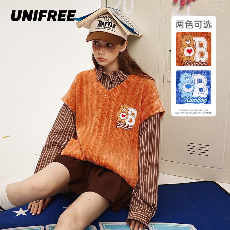 【青青专享】【爱心小熊联名】UNIFREE条纹针织背心U223V537E1E1