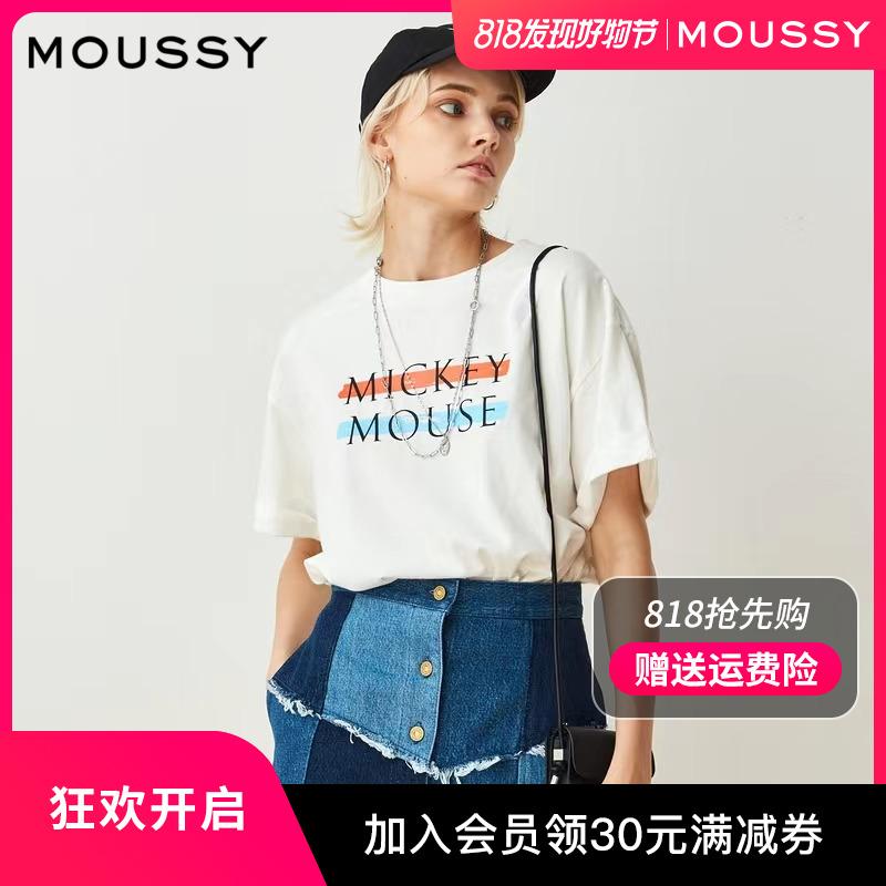 MOUSSY 夏季新品迪士尼联名宽松无性别印花T恤028EAY90-5030