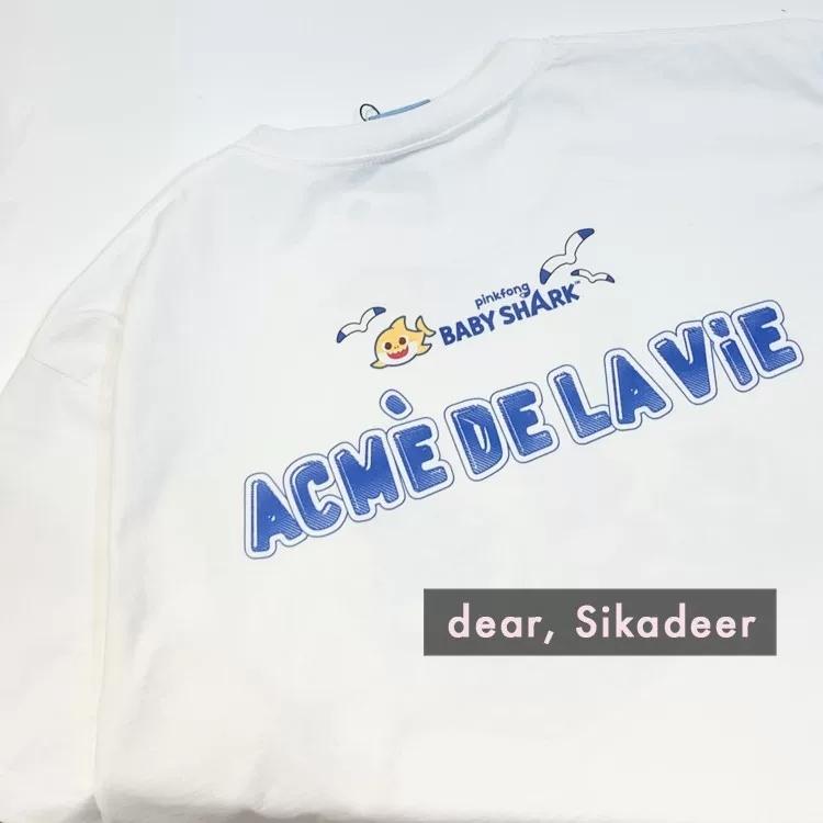 【韩style】AD联名BABY SHARK三只鲨鱼短袖T恤男女同款