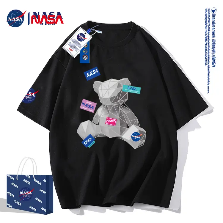 NASA GISS联名款2022新款纯棉T恤男女同款长绒棉几何熊-NS8082-TT