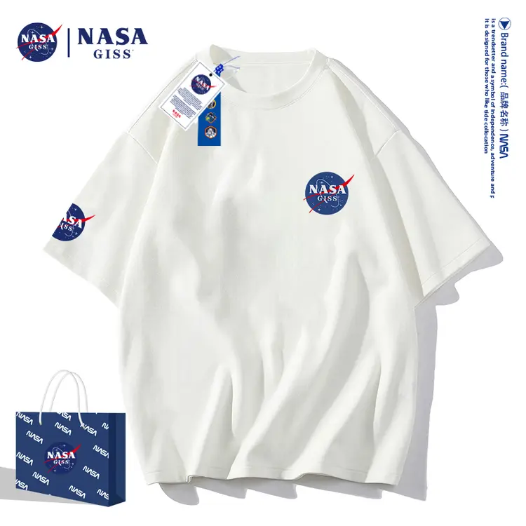 NASAGISS联名T恤男女夏季潮牌宽松半袖情侣圆领重磅短袖T恤NS8008