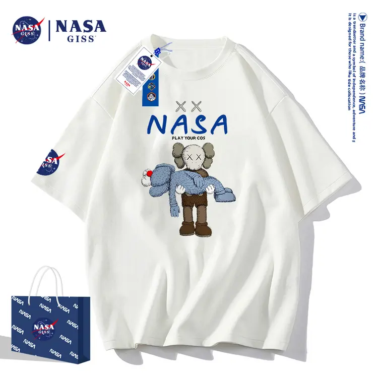NASAGISS趴趴熊联名T恤男女夏季潮牌宽松半袖情侣圆领短袖NS8078