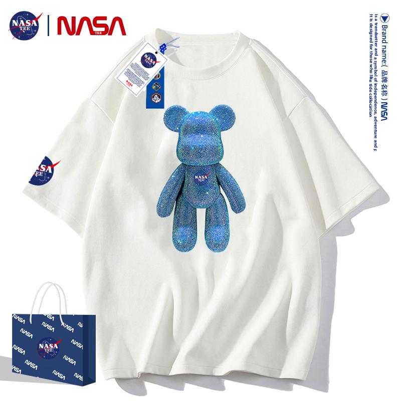 NASATEE联名款2022新款卡通字母印花男女同款纯棉T恤#8832