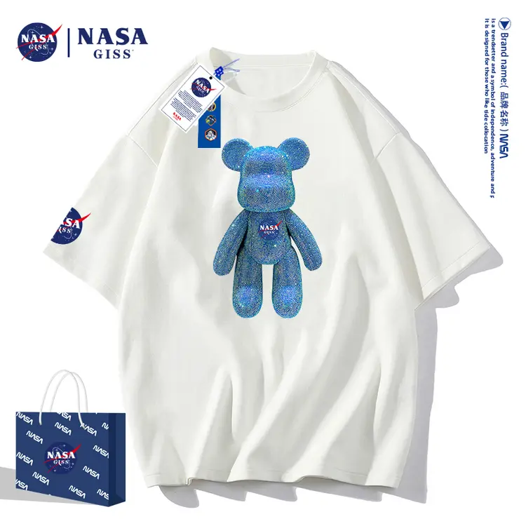 NASA GISS联名款2022新款纯棉T恤男女同款新疆长绒棉暴力熊-F
