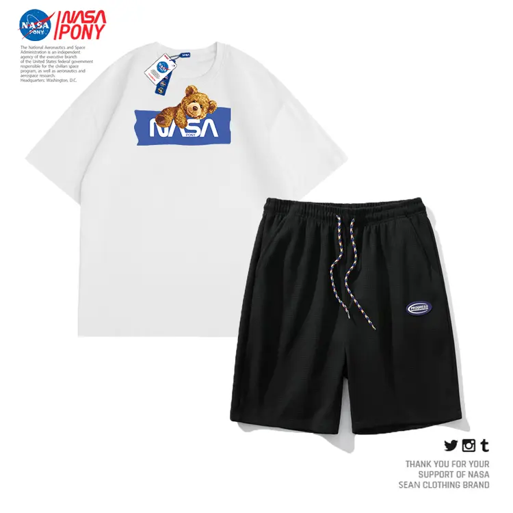 【奥莱福利】NASA线上联名夏季新款情侣休闲运动跑步短裤套装