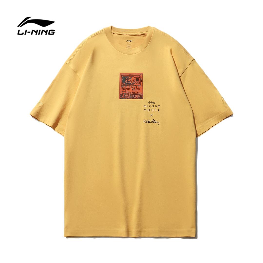 李宁迪士尼联名Mickey x Keith Haring男子宽松短袖文化衫AHSR503