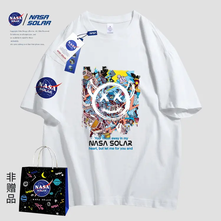 NASA联名款2022年夏季新款印花小恶魔情侣同款短袖T恤