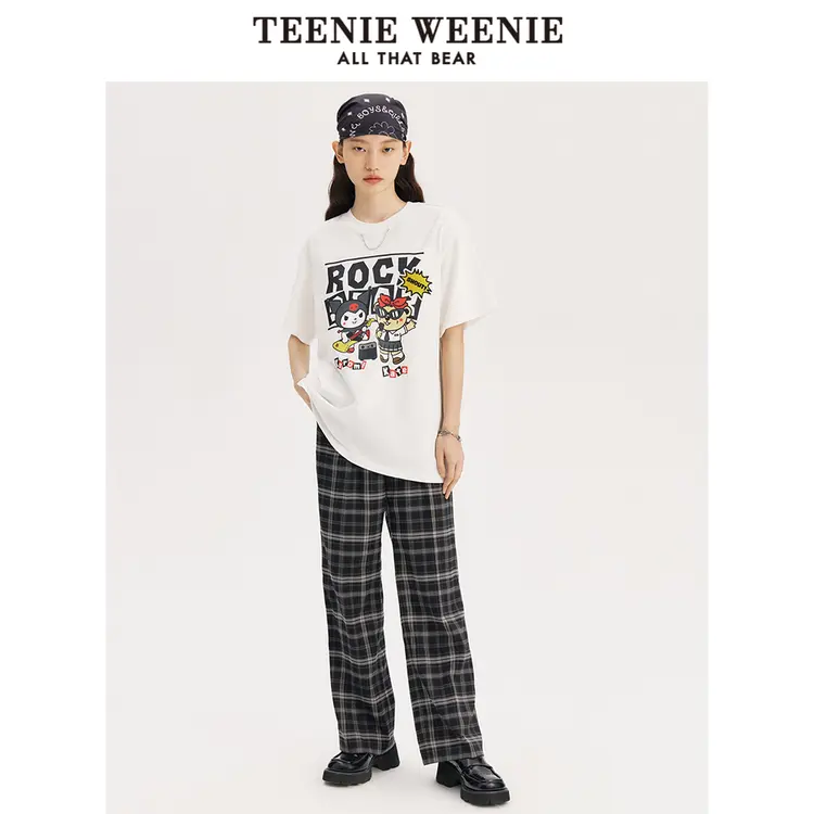 TeenieWeenie小熊&sanrio三丽鸥联名酷洛米格纹休闲裤TTTC22E607N