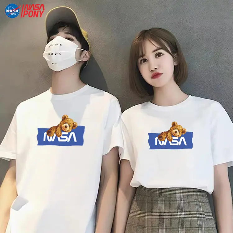 【芳芳宠粉】NASA线上联名2022夏季新款情侣小熊休闲宽松潮牌短袖