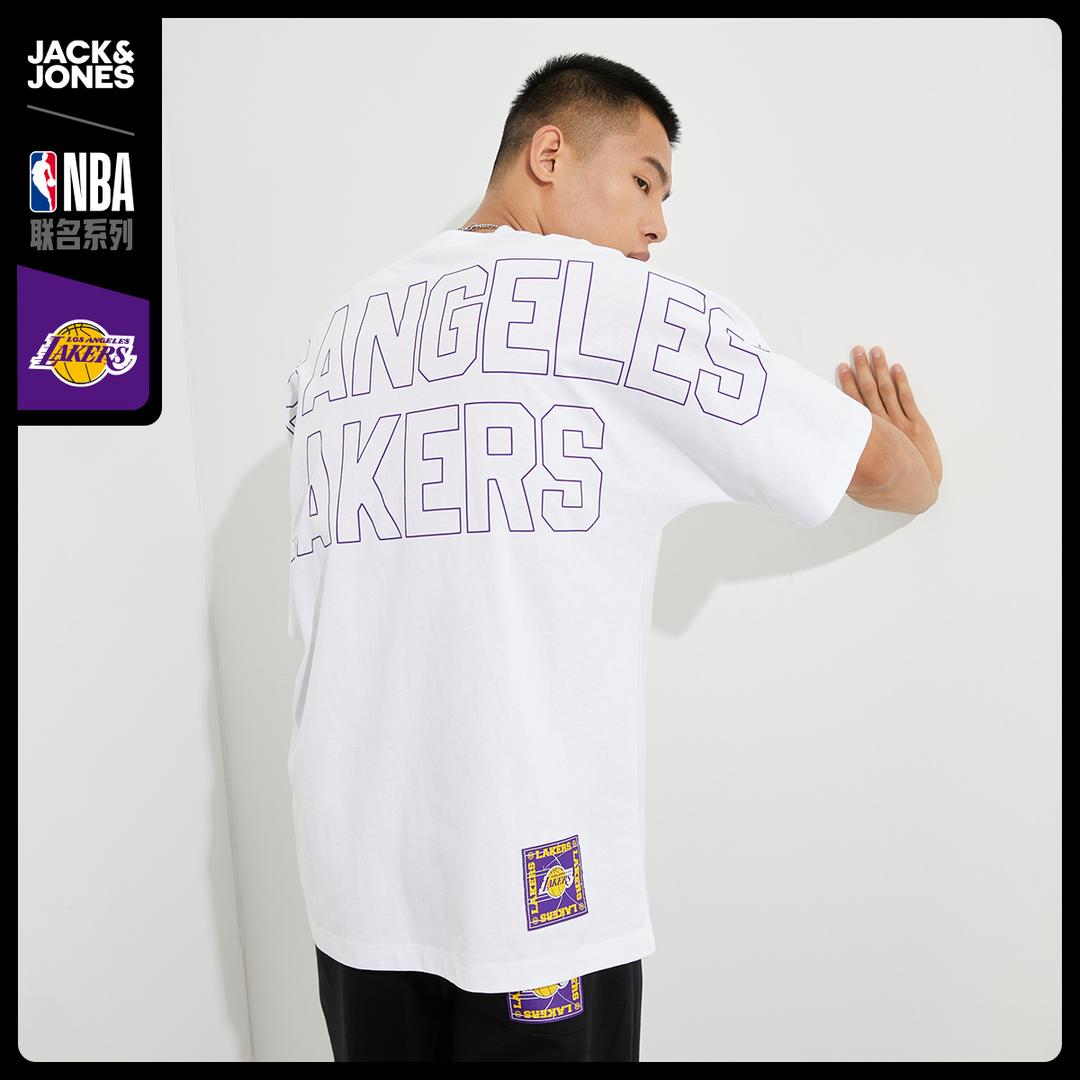 JackJones杰克琼斯夏男NBA联名湖人队百搭宽松T恤222301041